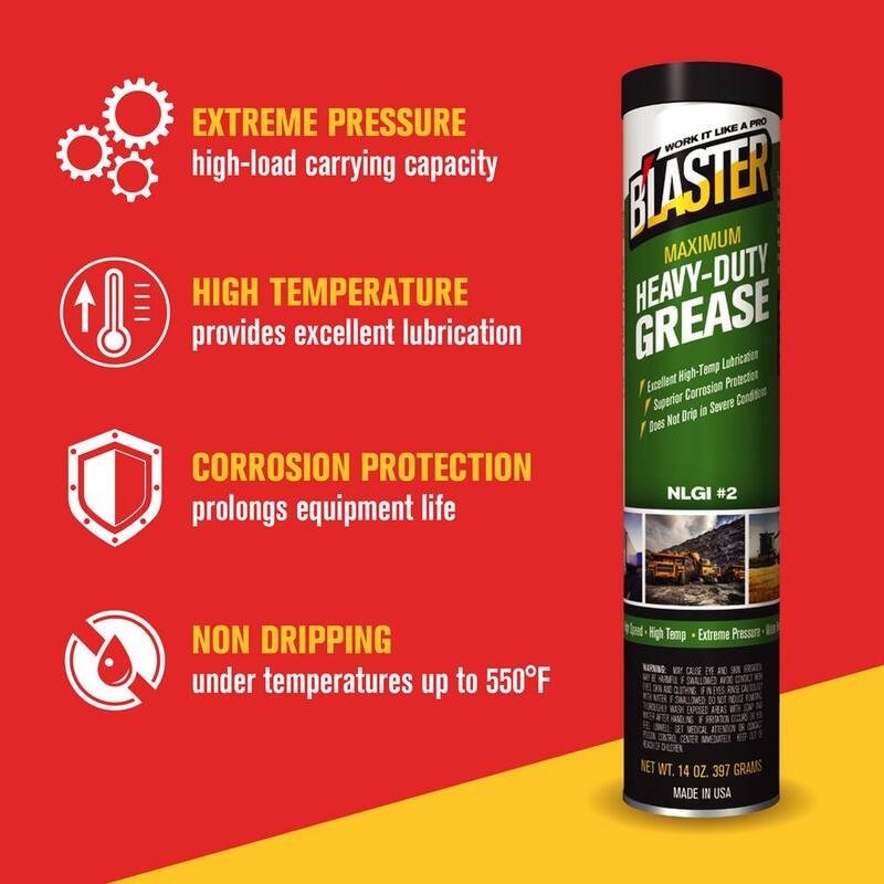 Blaster 14 oz. Maximum Heavy-Duty Grease Cartridge for Grease Gun - GR-14C-HDG