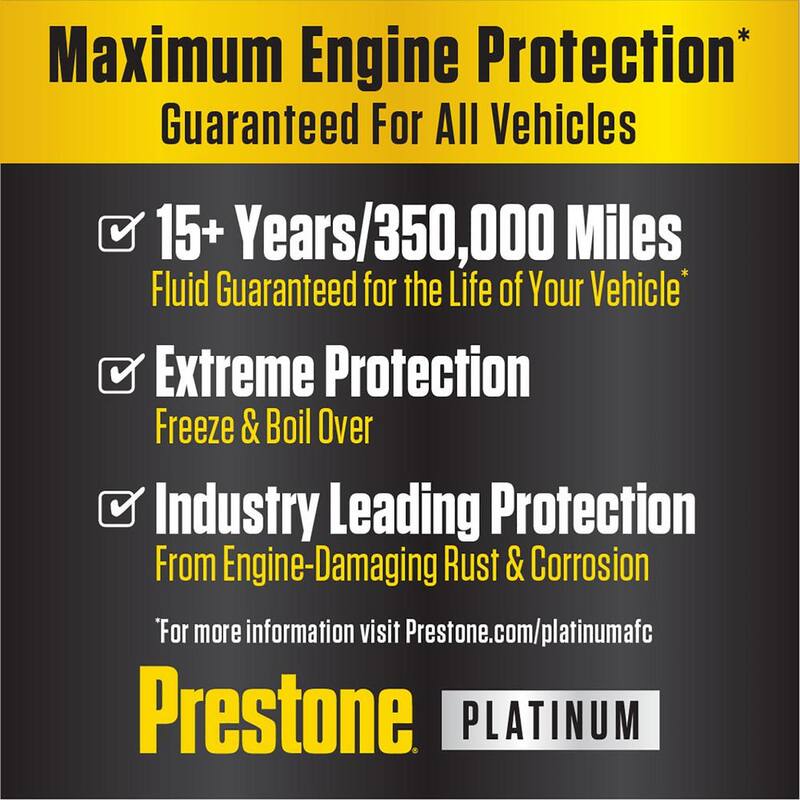 Prestone Platinum Univ Antifreeze Plus Coolant, 15-Year/350k mi, 1 Gal. Ready to Use 50/50 - AF2550