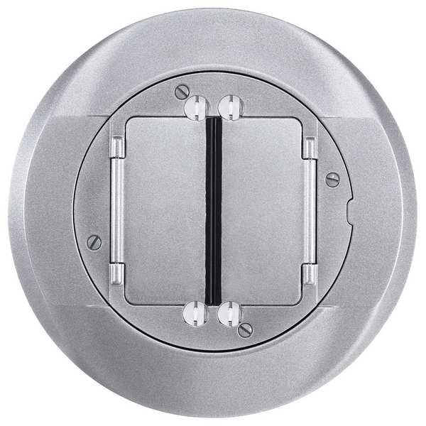 Hubbell Wiring Device-Kellems Electrical Box Cover, 2 Gangs, Round, Aluminum, Flush Cover - S1CFCAL