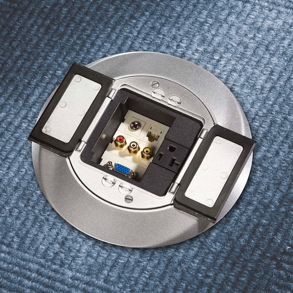 Hubbell Wiring Device-Kellems Electrical Box Cover, 2 Gangs, Round, Aluminum, Flush Cover - S1CFCAL