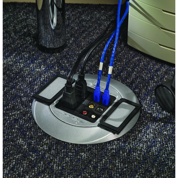 Hubbell Wiring Device-Kellems Electrical Box Cover, 2 Gangs, Round, Aluminum, Flush Cover - S1CFCAL