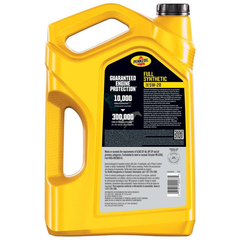Pennzoil Full Synthetic SAE 5W 20 Motor Oil 5 qt. - 550058599