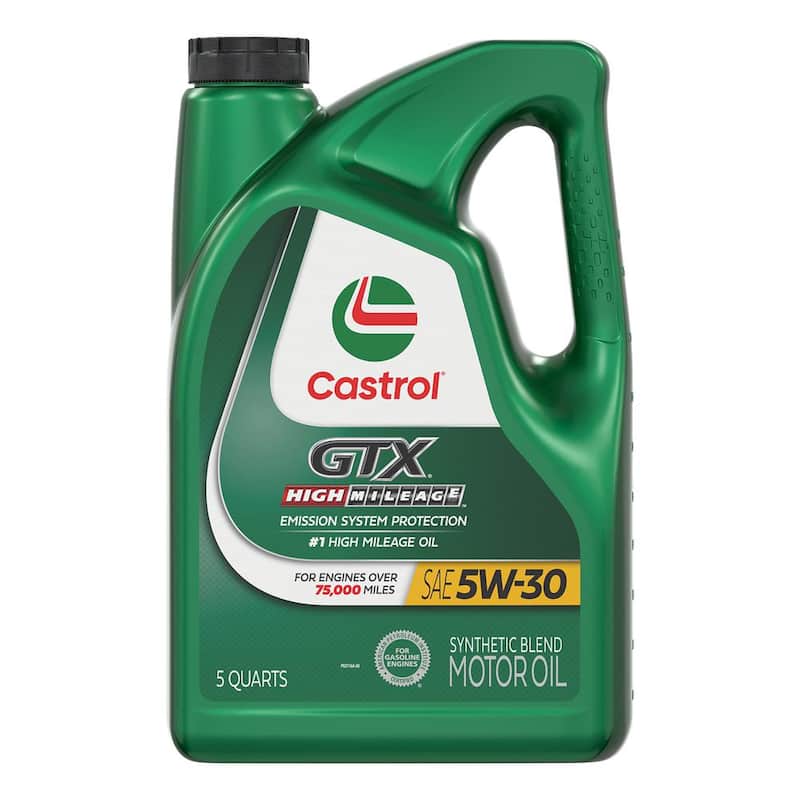 CASTROL GTX High Mileage 5W-30 Synthetic Blend Motor Oil, 5 qt. - 15980E