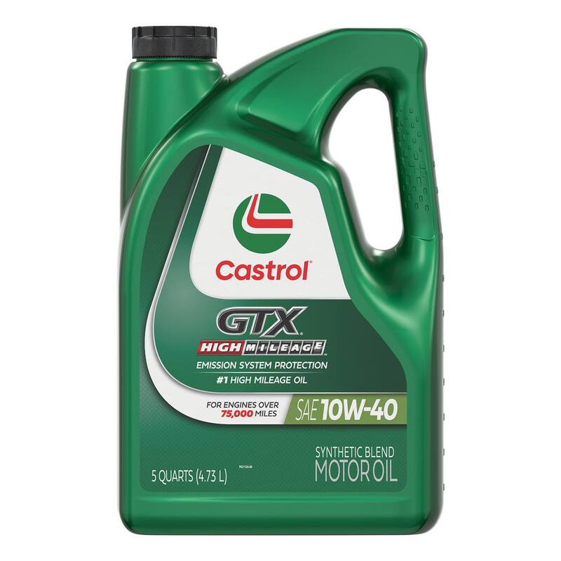 CASTROL GTX High Mileage 10W-40 Synthetic Blend Motor Oil, 5-qt. - 1597C2