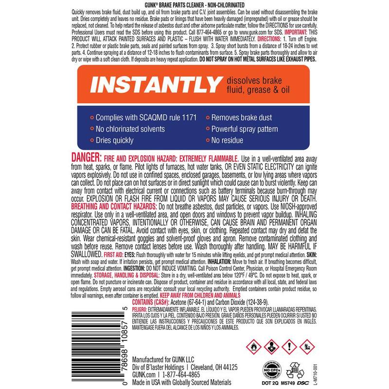 GUNK 14 fl oz. Non-Chlorinated Brake Cleaner Spray - M710/6