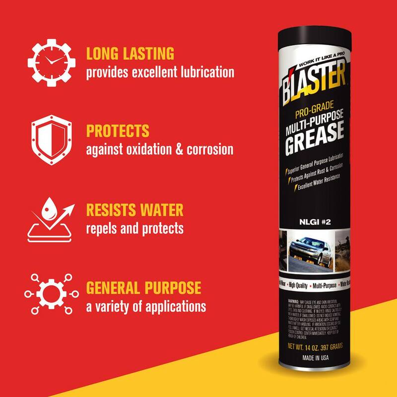 Blaster 14 oz. Pro-Grade Multi-Purpose Grease Cartridge for Grease Gun - GR-14C-MP