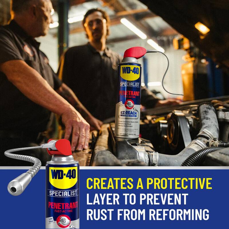 WD-40 SPECIALIST 13.5 oz. Penetrant with EZ-Reach, Fast-Acting Formula with Flexible Straw Spray - 30048