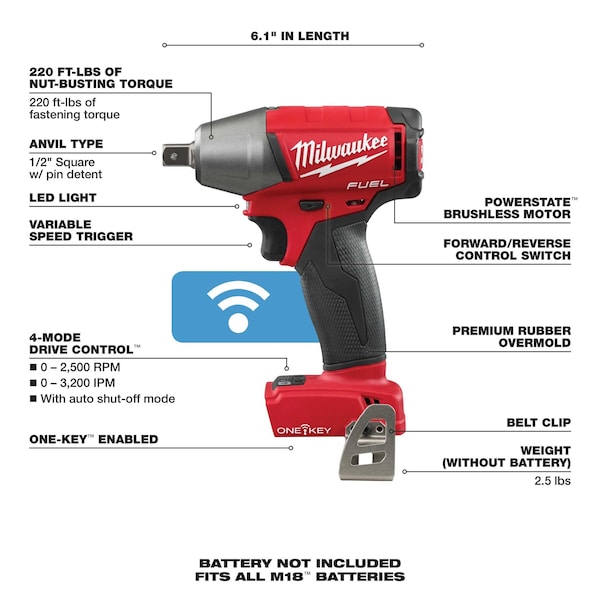 Milwaukee Tool 18V 1/2" Pin Detent - 2759-20, 48-11-1820