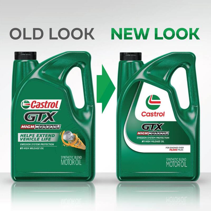 CASTROL GTX High Mileage 10W-30 Synthetic Blend Motor Oil, 5-qt. - 1597B0