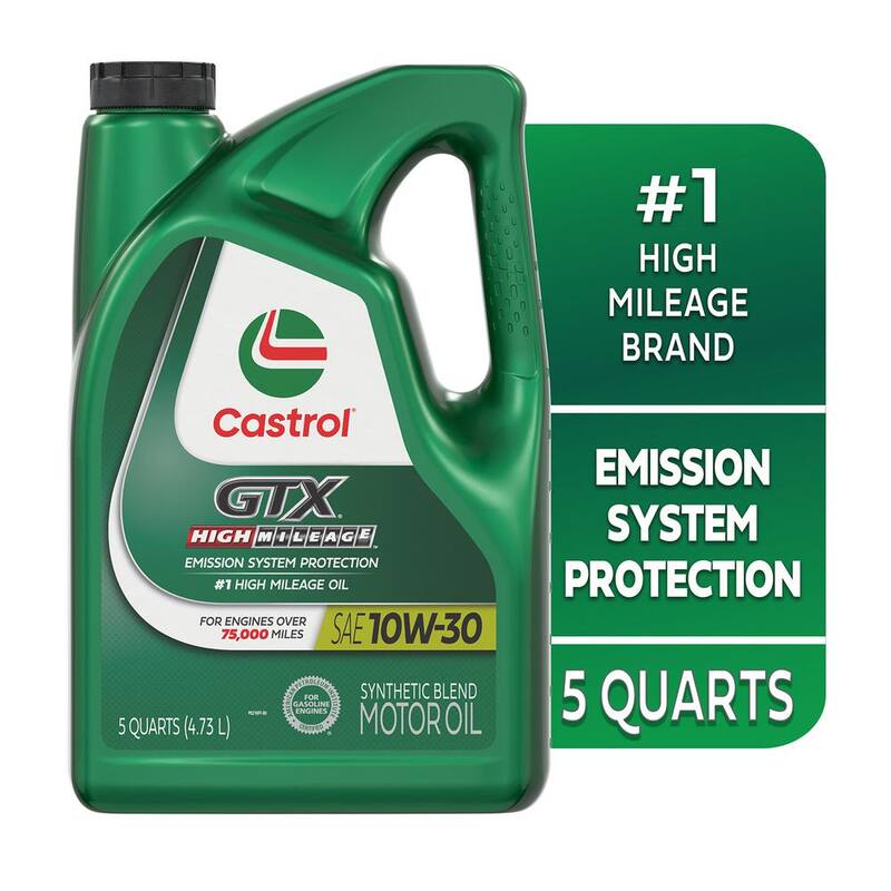 CASTROL GTX High Mileage 10W-30 Synthetic Blend Motor Oil, 5-qt. - 1597B0