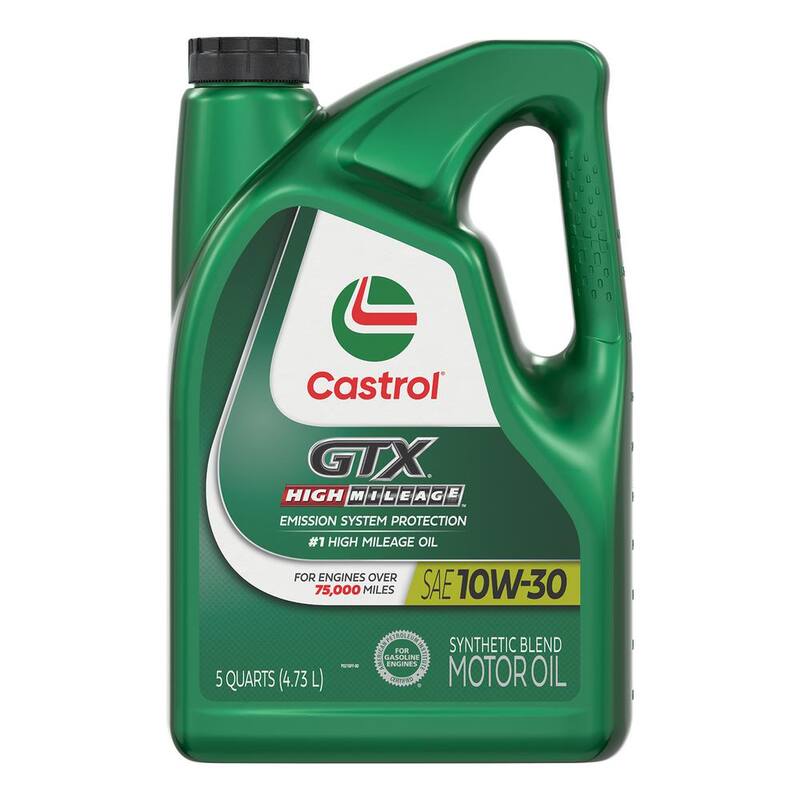 CASTROL GTX High Mileage 10W-30 Synthetic Blend Motor Oil, 5-qt. - 1597B0