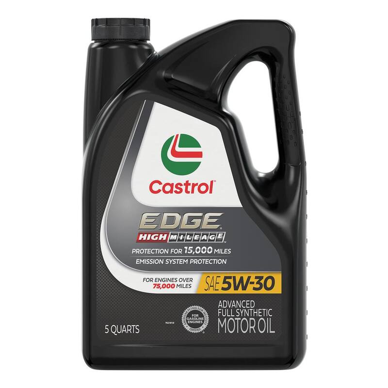 CASTROL EDGE High Mileage 5W-30 Advanced Full Synthetic Motor Oil, 5 qt. - 15906E