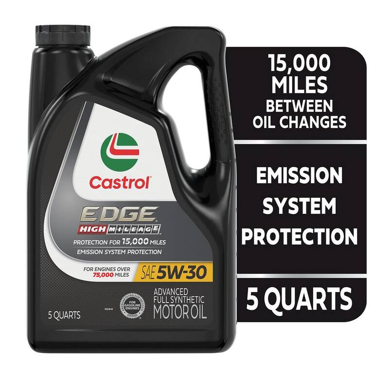 CASTROL EDGE High Mileage 5W-30 Advanced Full Synthetic Motor Oil, 5 qt. - 15906E