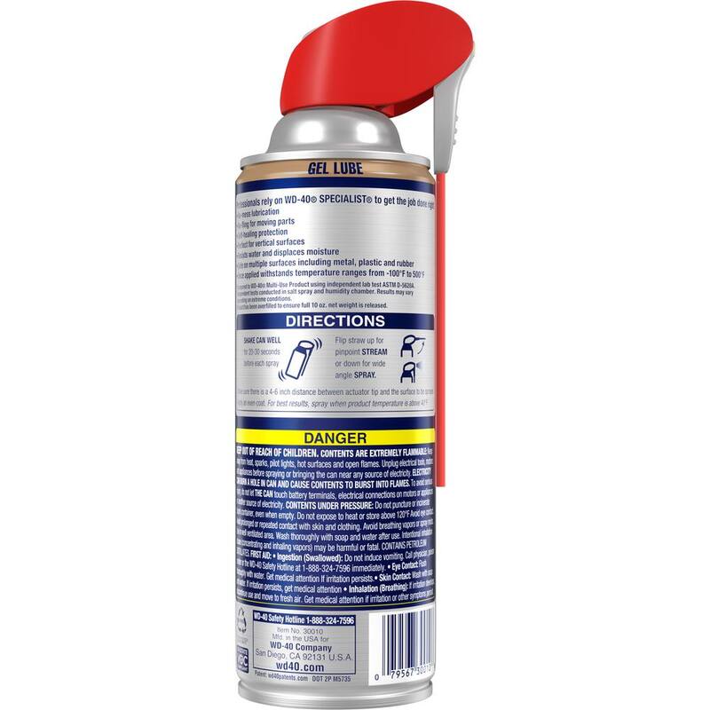 WD-40 SPECIALIST 10 oz. Gel Lube, No-Drip Formula with Smart Straw Spray - 300100HO