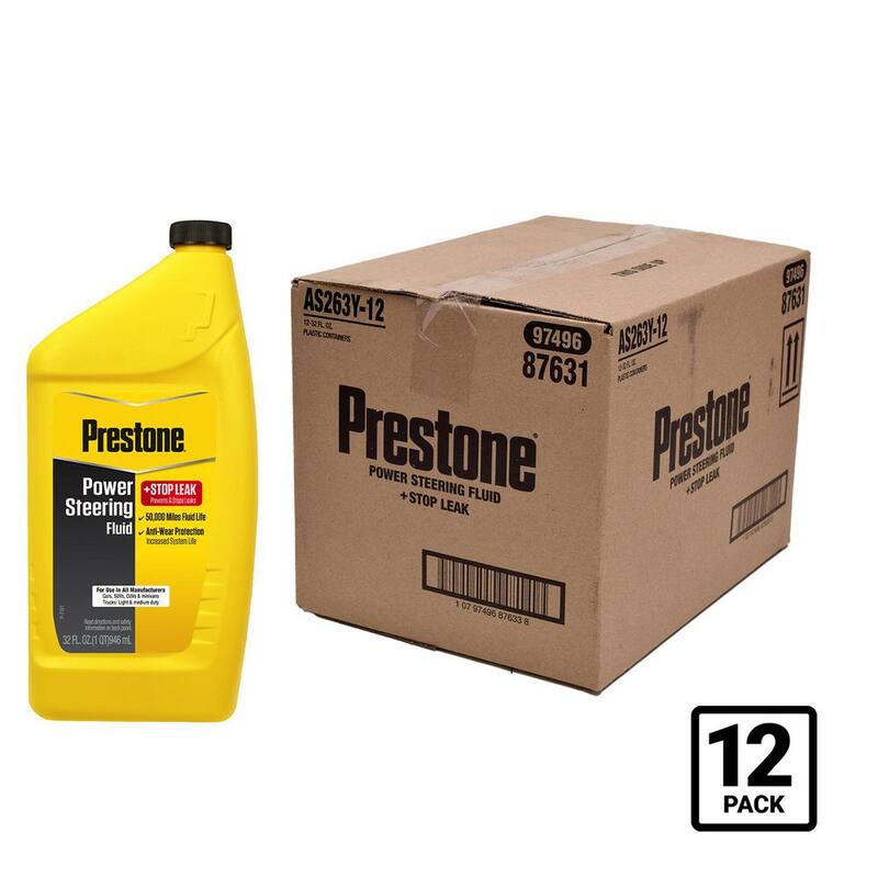 Prestone Power Steering Fluid plus Stop Leak - 32 fl. oz. - Anti-wear, 50,000 Mile - AS263Y