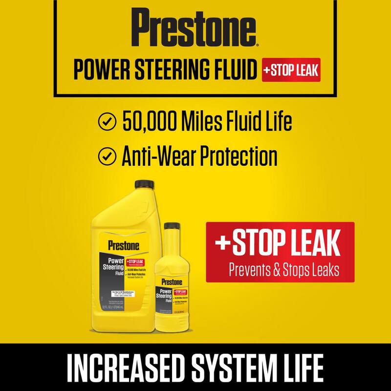 Prestone Power Steering Fluid plus Stop Leak - 32 fl. oz. - Anti-wear, 50,000 Mile - AS263Y