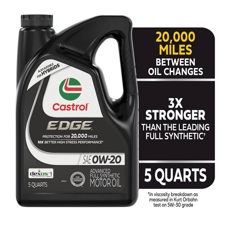 CASTROL EDGE 0W-20 Advanced Full Synthetic Motor Oil, 5 qt. - 1597B2