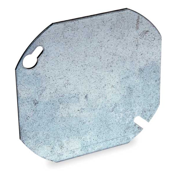 Raco Electrical Box Cover, Octagon Box Type, Not Applicable, Octagon, Galvanized Steel, Blank Cover - 722