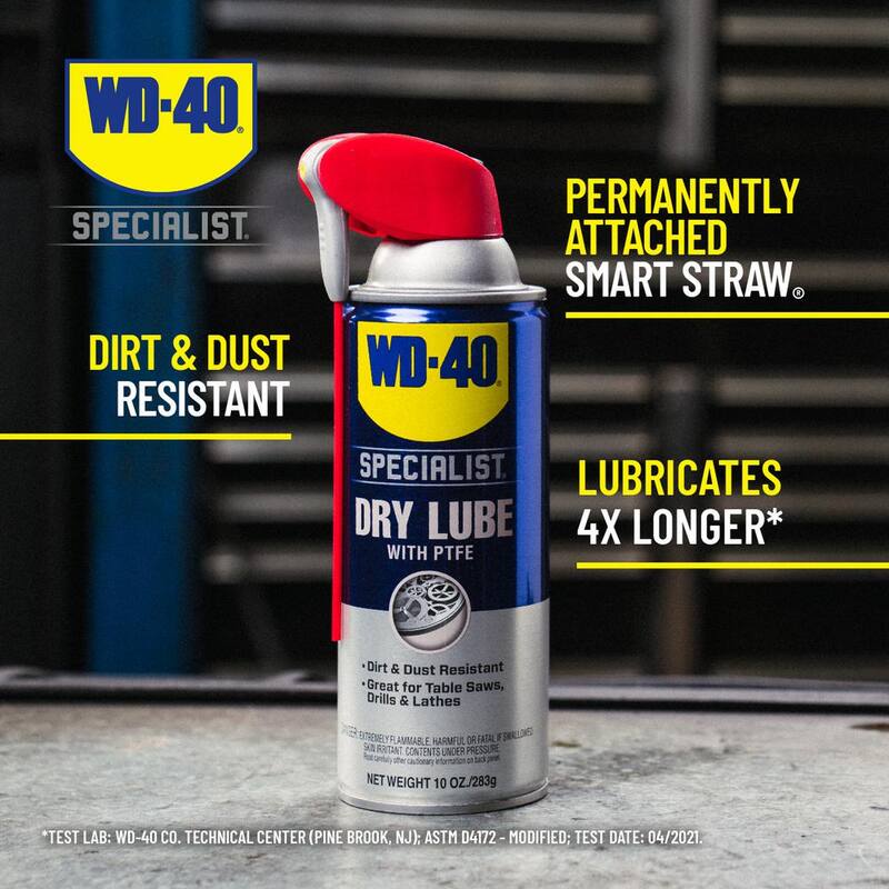 WD-40 SPECIALIST 10 oz. Dry Lube with PTFE, Lubricant with Smart Straw Spray - 300059