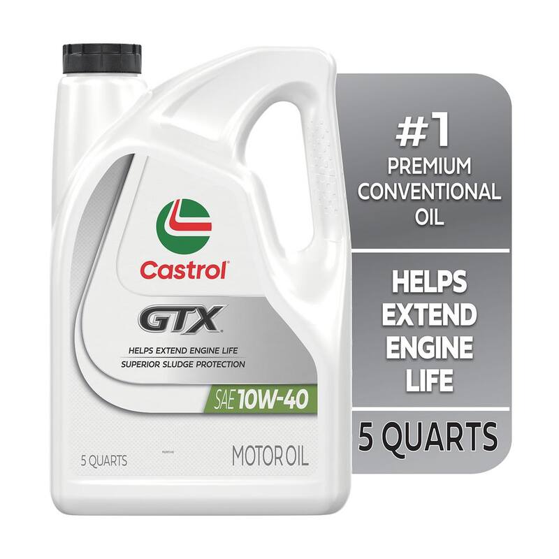 CASTROL GTX 10W-40 Conventional Motor Oil, 5 qt. - 15982E