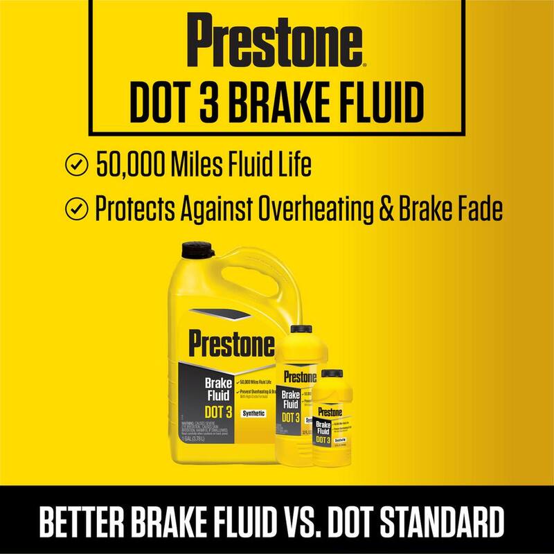 Prestone DOT 3-Brake Fluid - 12 fl. oz. - Synthetic, High Grade, 50,000 Mile - AS400Y-6