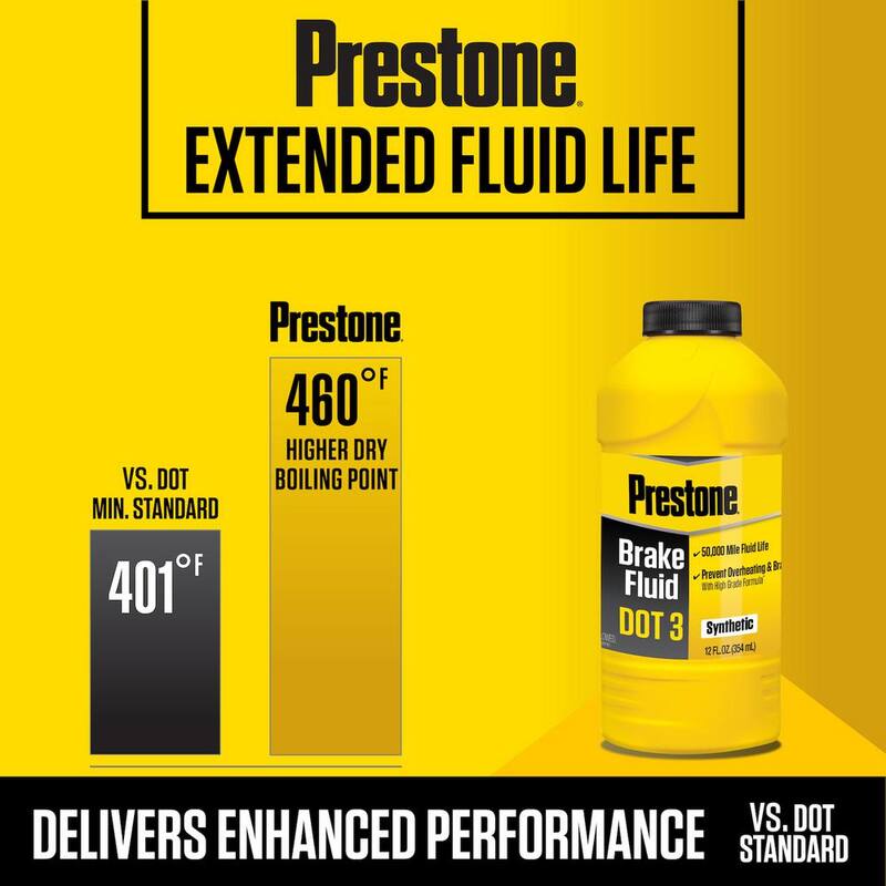 Prestone DOT 3-Brake Fluid - 12 fl. oz. - Synthetic, High Grade, 50,000 Mile - AS400Y-6