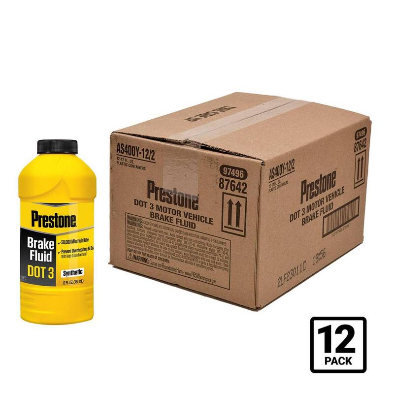 Prestone DOT 3-Brake Fluid - 12 fl. oz. - Synthetic, High Grade, 50,000 Mile - AS400Y-6