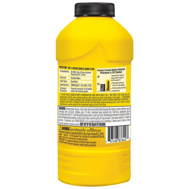 Prestone DOT 3-Brake Fluid - 12 fl. oz. - Synthetic, High Grade, 50,000 Mile - AS400Y-6