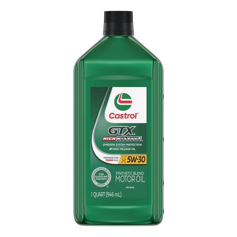 CASTROL GTX High Mileage 5W-30 Synthetic Blend Motor Oil, 1 qt. - 149D6A