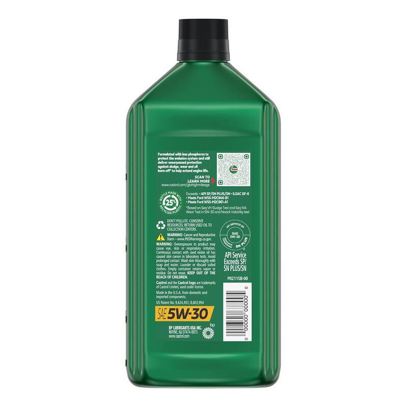 CASTROL GTX High Mileage 5W-30 Synthetic Blend Motor Oil, 1 qt. - 149D6A