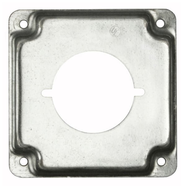 Raco Electrical Box Cover, Square Box Type, 2 Gangs, Square, Galvanized Zinc, Single Receptacle Cover - 810C