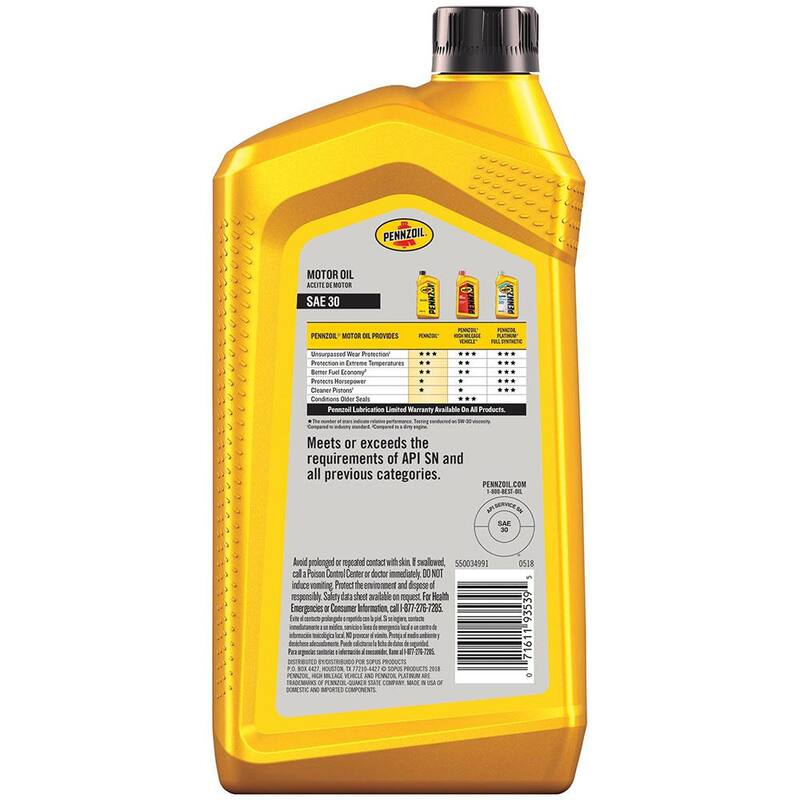Pennzoil SAE 30 Motor Oil 1 qt. - 550034991