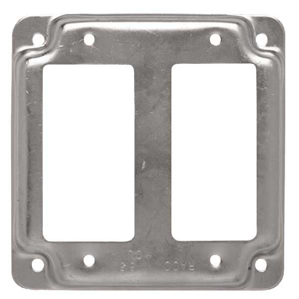 Raco Electrical Box Cover, Square Box Type, 2 Gangs, Square, Galvanized Steel, GFCI Receptacle Cover - 809C