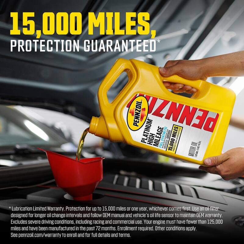 Pennzoil Platinum High Mileage SAE 10W-30 Full Synthetic Motor Oil 5 Qt. - 550045274