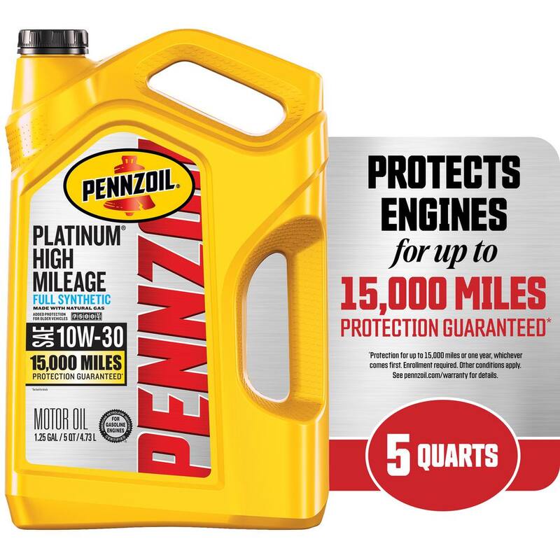 Pennzoil Platinum High Mileage SAE 10W-30 Full Synthetic Motor Oil 5 Qt. - 550045274