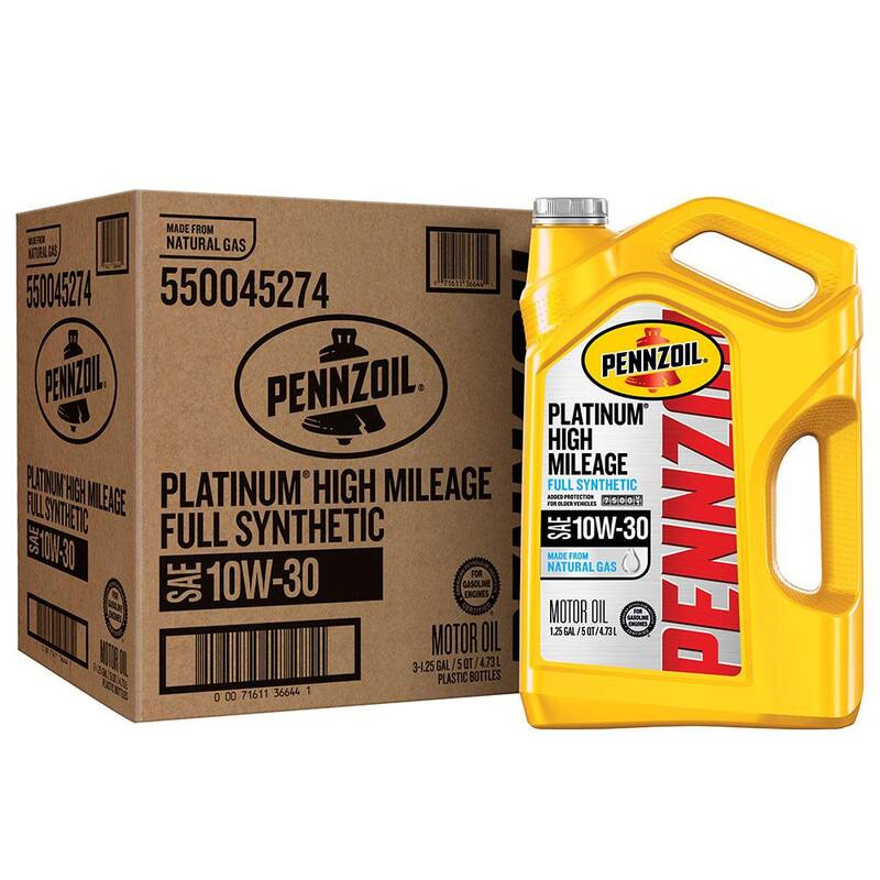 Pennzoil Platinum High Mileage SAE 10W-30 Full Synthetic Motor Oil 5 Qt. - 550045274