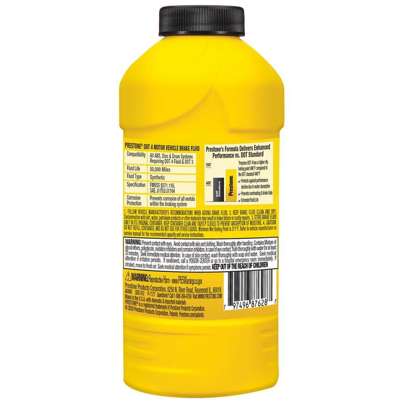 Prestone Dot 4-Brake Fluid, 12 fl. oz., Synthetic, 50,000 Mile - AS800Y