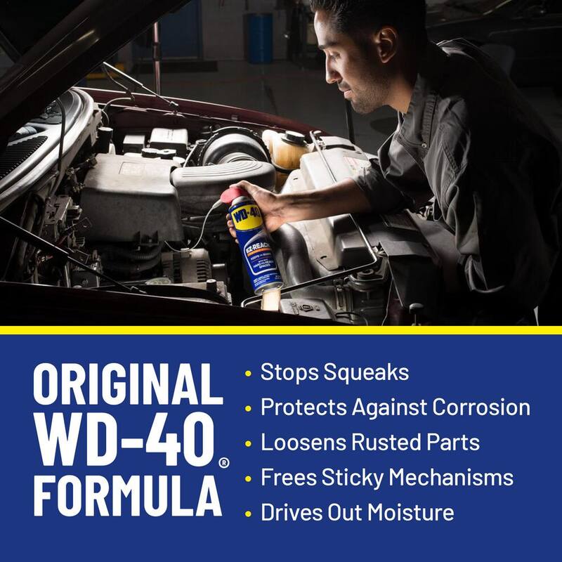 WD-40 14.4 oz. WD-40 EZ-REACH, Original WD-40 Formula, Multi-Purpose Lubricant Spray with 8 in. Flexible Straw (6-Pack) - 611901