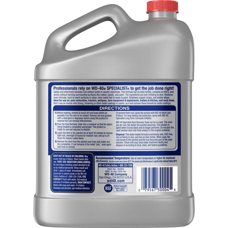 WD-40 SPECIALIST 1 Gal. Rust Remover Soak, Dissolves Rust Safely, Biodegradable - 300042