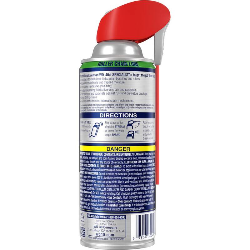 WD-40 SPECIALIST 10 oz. Roller Chain Lube, Non-Fling Lubricant with Smart Straw Spray - 30049