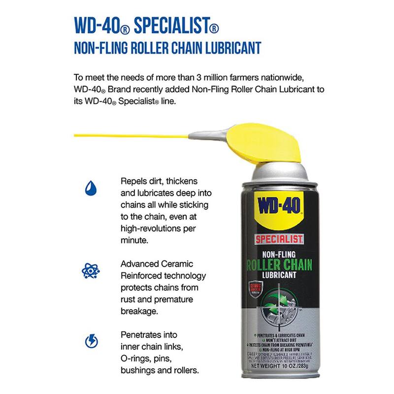 WD-40 SPECIALIST 10 oz. Roller Chain Lube, Non-Fling Lubricant with Smart Straw Spray - 30049
