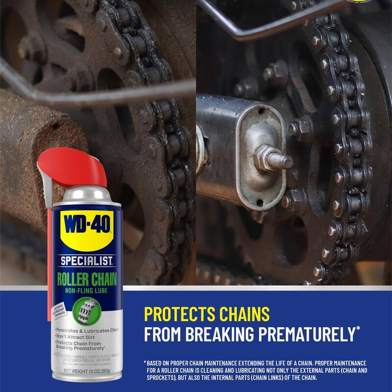 WD-40 SPECIALIST 10 oz. Roller Chain Lube, Non-Fling Lubricant with Smart Straw Spray - 30049
