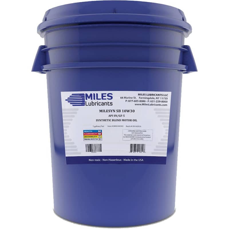 Miles Lubricants Milesyn SB 10W30 API GF-5/SN 5 Gal. Synthetic Blend Motor Oil Pail - M00100303