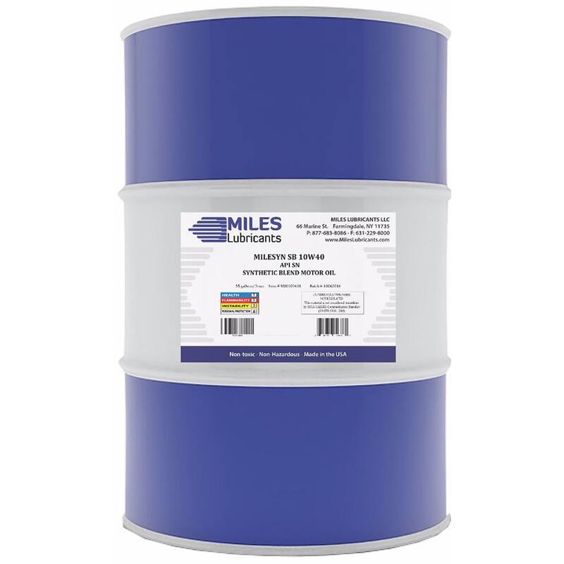 Miles Lubricants Milesyn SB 10W40 API GF-5/SN 55 Gal. Synthetic Blend Motor Oil Drum - M00100401