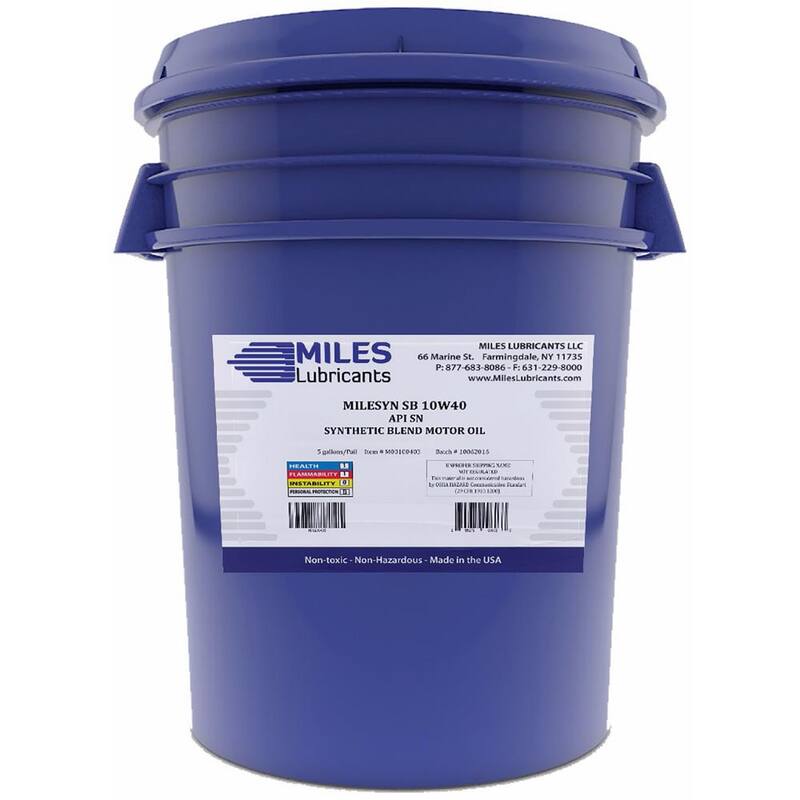 Miles Lubricants Milesyn SB 10W40 API GF-5/SN 5 Gal. Synthetic Blend Motor Oil Pail - M00100403