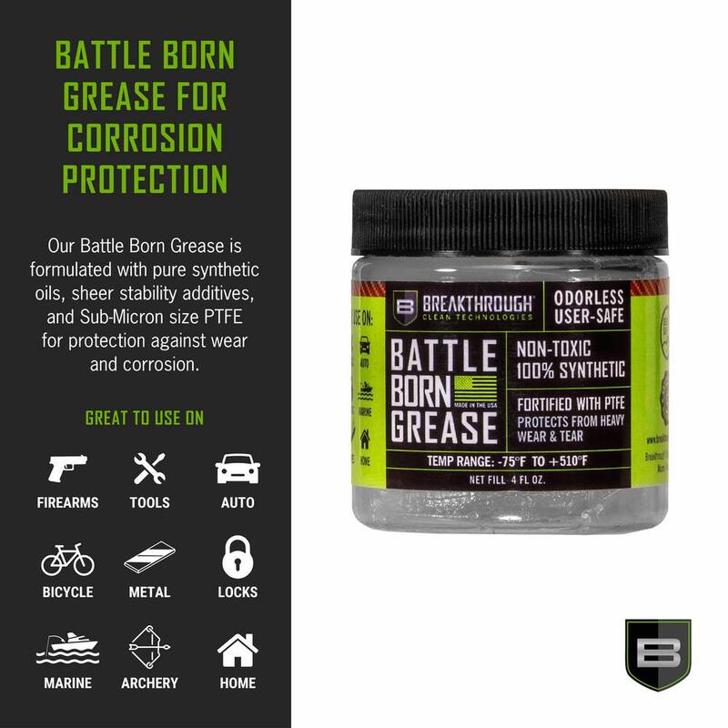 B BREAKTHROUGH CLEAN TECHNOLOGIES BCT Battle Born Grease w/PTFE, 4 oz. Jar, Clear - BTG-4OZ