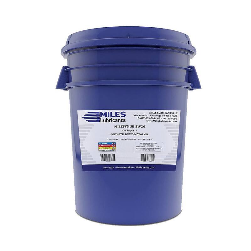 Miles Lubricants Milesyn SB 5W20 API GF-5/SN 5 Gal. Synthetic Blend Motor Oil Pail - M00100103