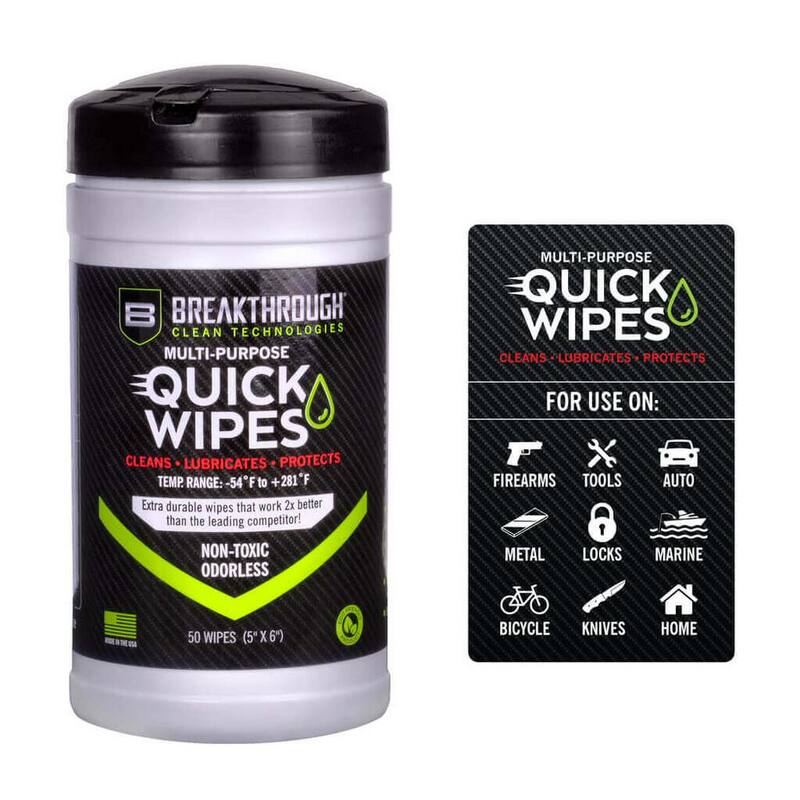 B BREAKTHROUGH CLEAN TECHNOLOGIES BCT Multi-Purpose CLP Quick Wipes, 5 in. x 6 in., 50-Pack Canister - BT-CLP-QW-50