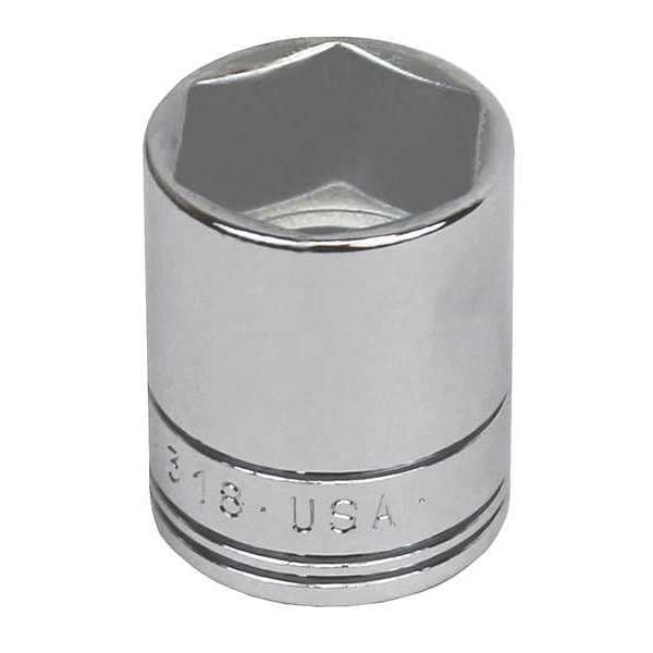 Sk Professional Tools 3/8 in Drive, 18mm 6 pt Metric Socket, 6 Points - 318s