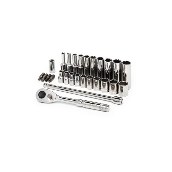 Crescent 27 Piece 1/4" Drive 6 Point Standard & Deep Metric Mechanics Tool Set - CSWS3C
